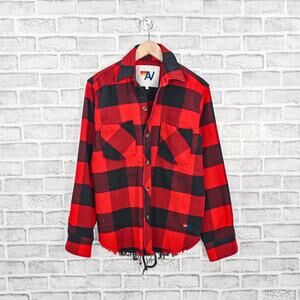 Aviator Nation Buffalo Plaid Flannel Unisex Western Shirt Red Black sz Small